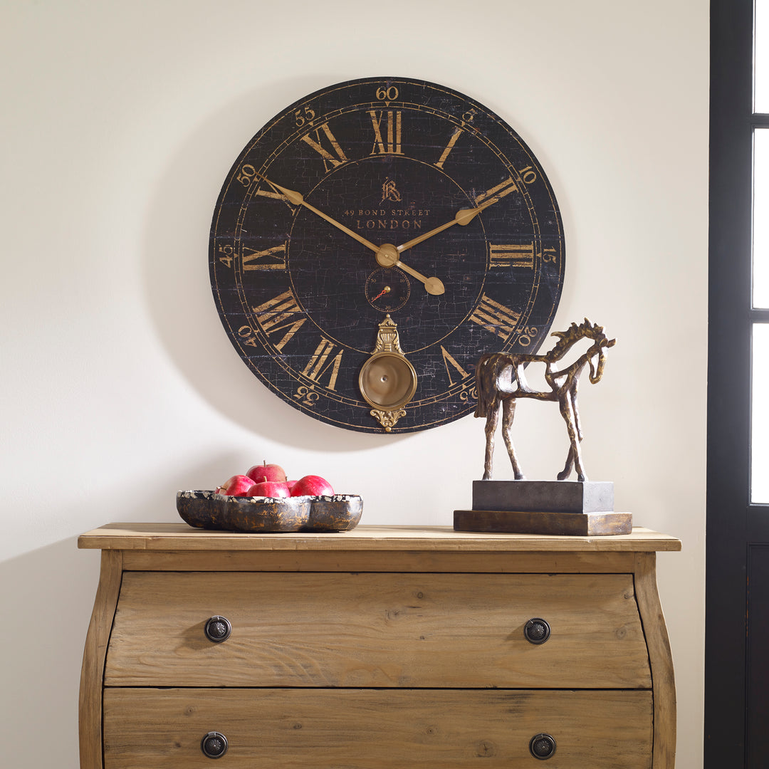 Uttermost Bond Street 30" Black Wall Clock