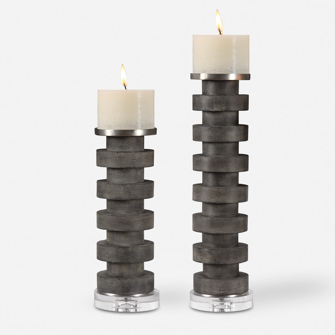 Uttermost Karun Concrete Candleholders S/2