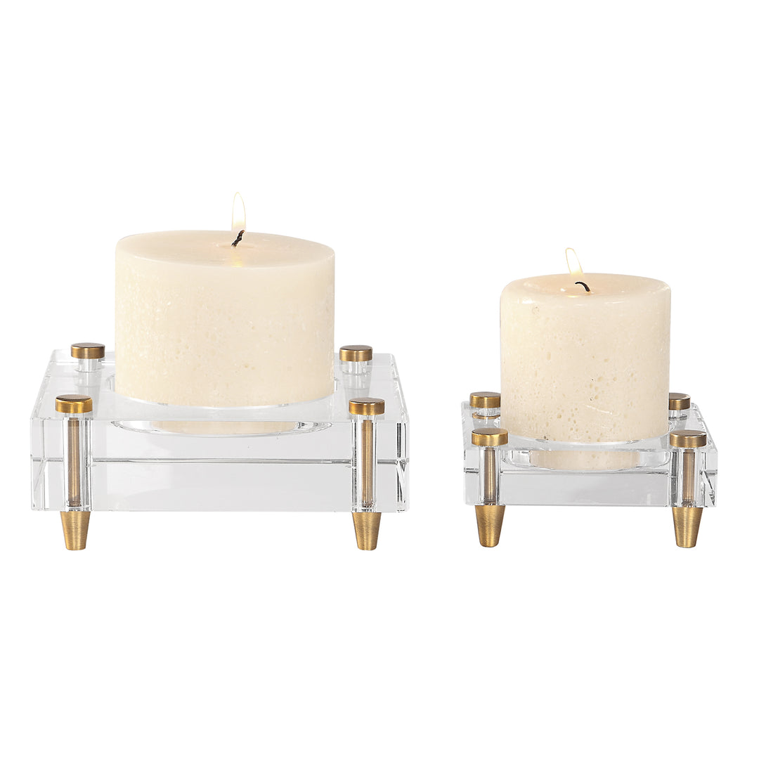 Uttermost Claire Crystal Block Candleholders, S/2