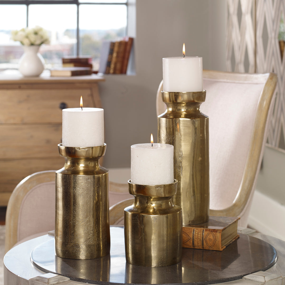 Uttermost Amina Antique Brass Candleholders Set/3