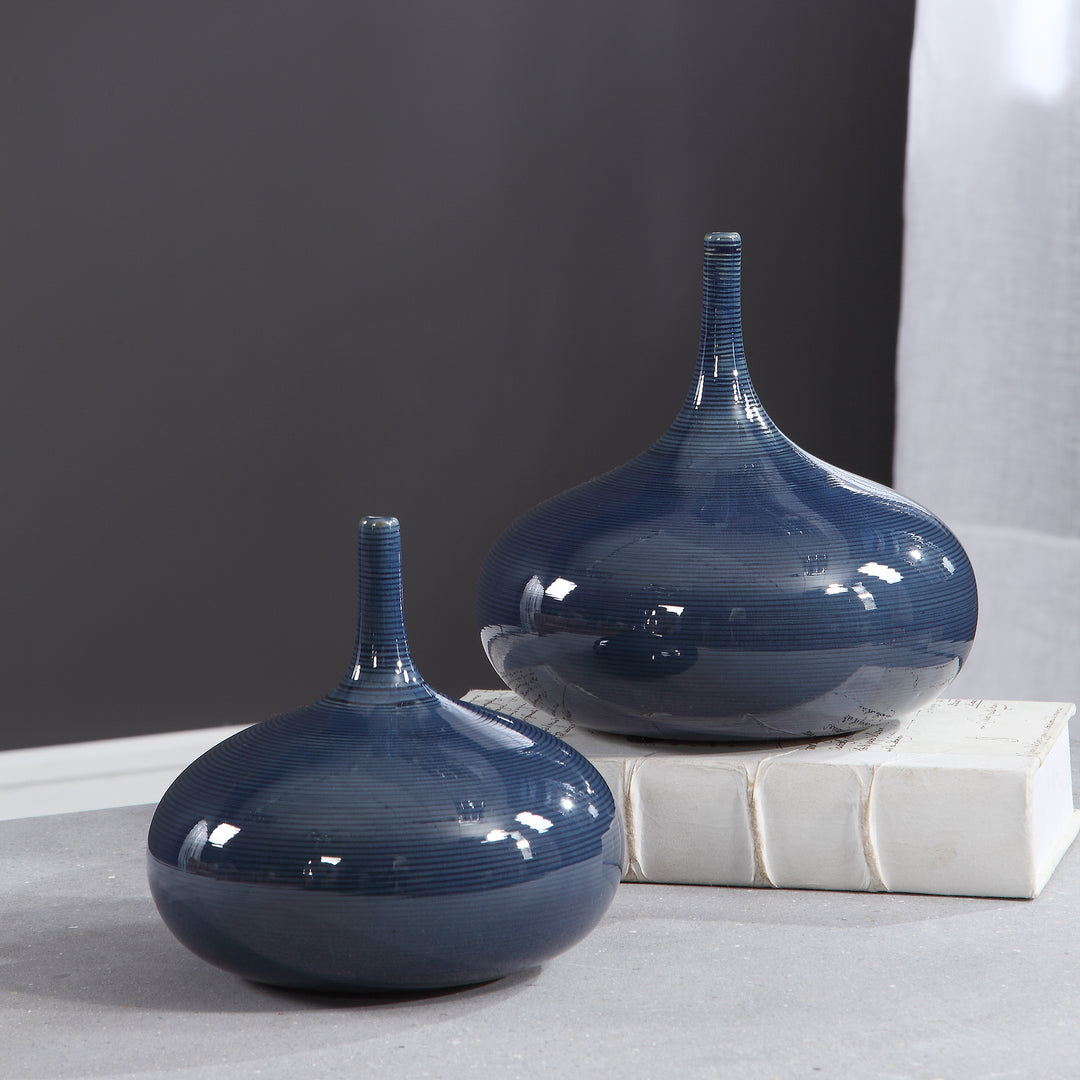 Uttermost Zayan Blue Vases, S/2