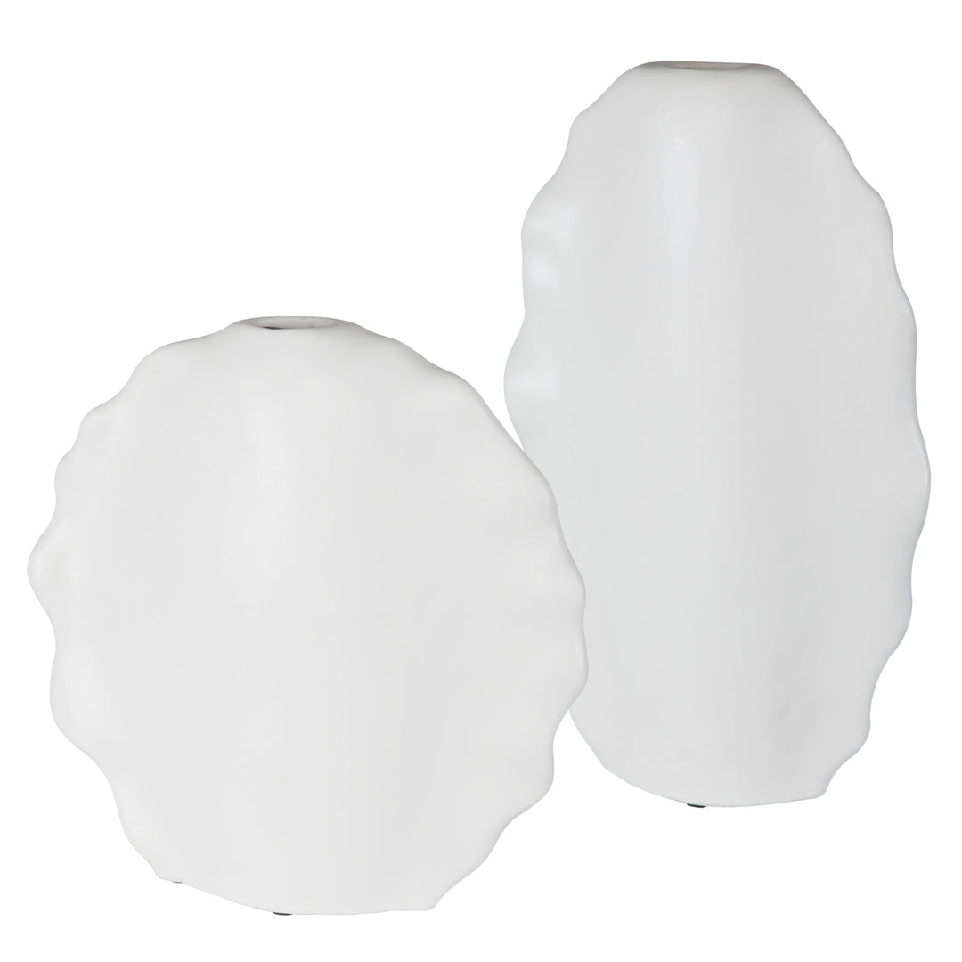 Uttermost Ruffled Feathers Modern White Vases, S/2