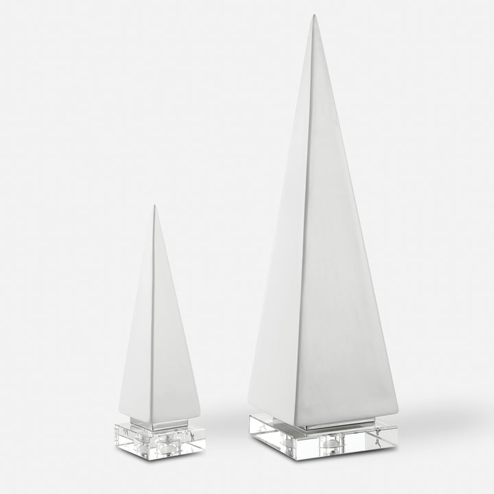 Uttermost Great Pyramids Sculpture In White, S/2