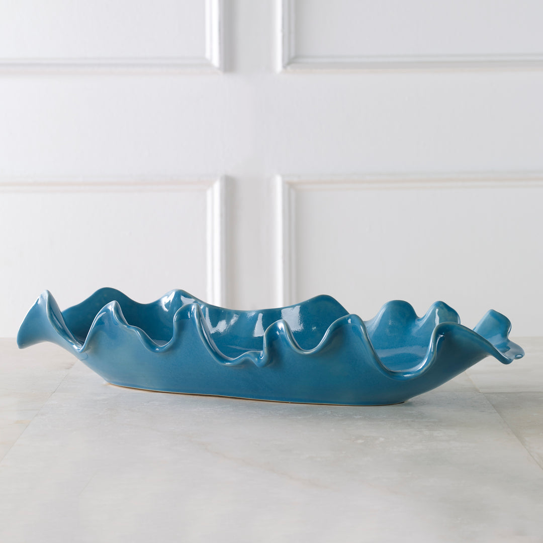 Uttermost Ruffled Feathers Blue Bowl