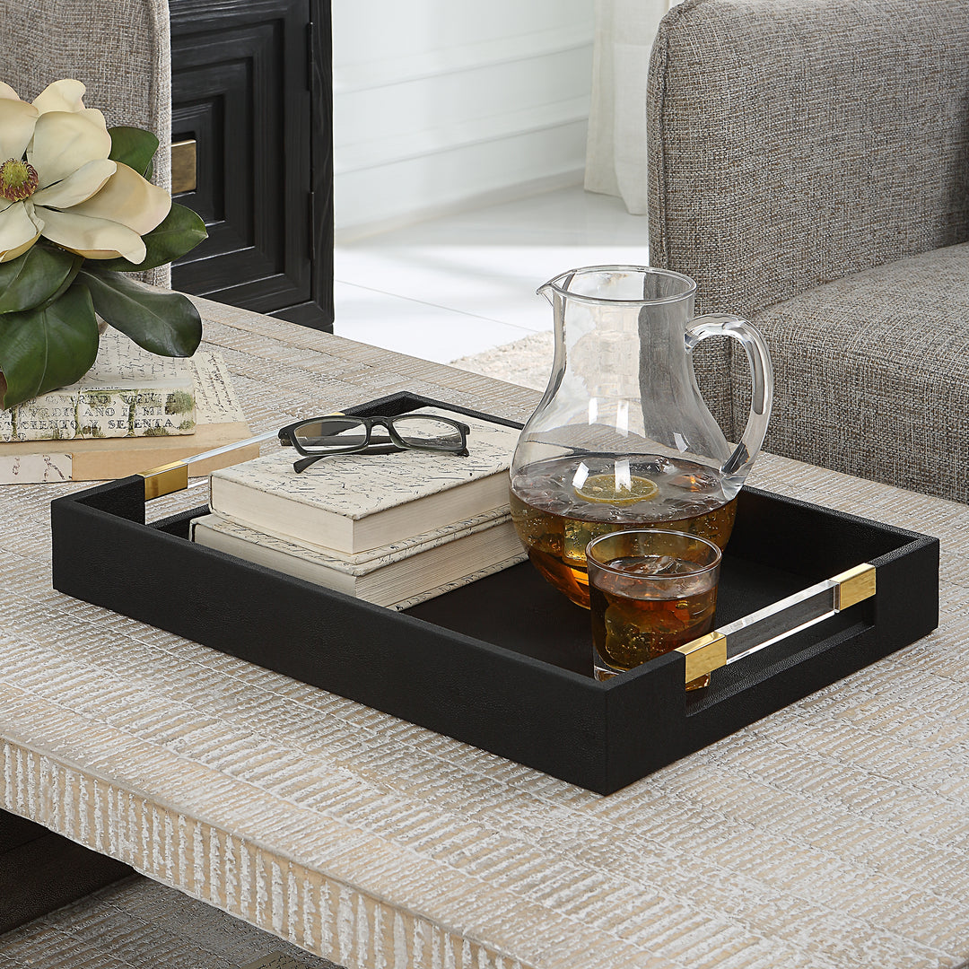 Uttermost Wessex Black Shagreen Tray