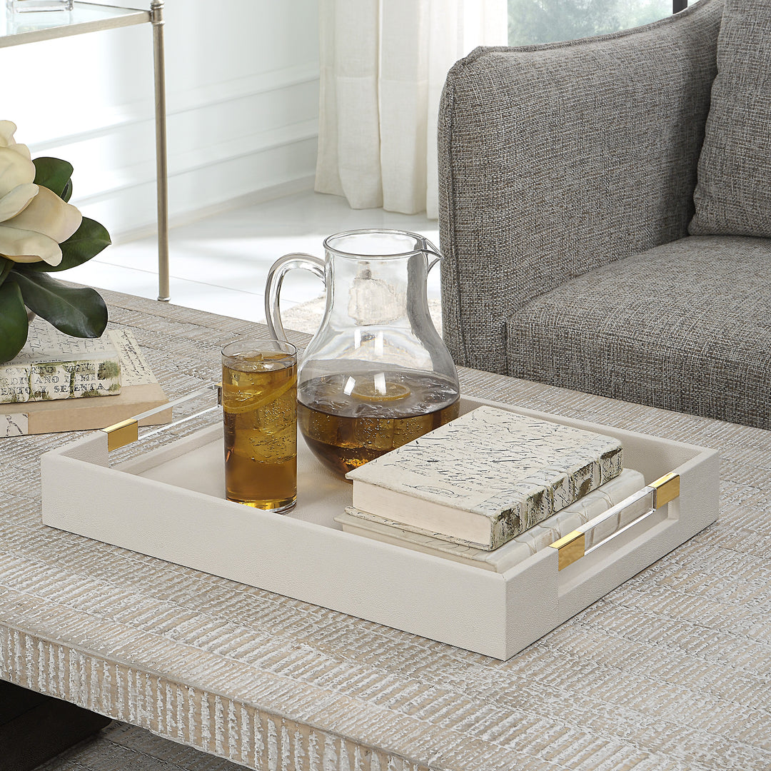 Uttermost Wessex White Shagreen Tray