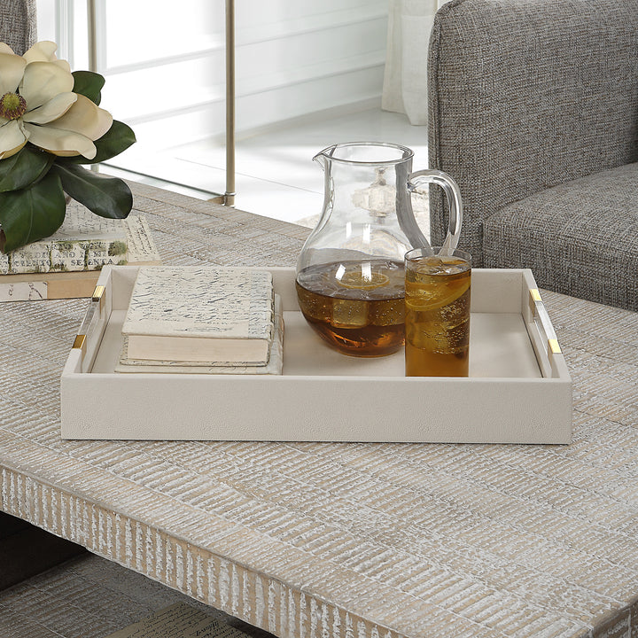 Uttermost Wessex White Shagreen Tray