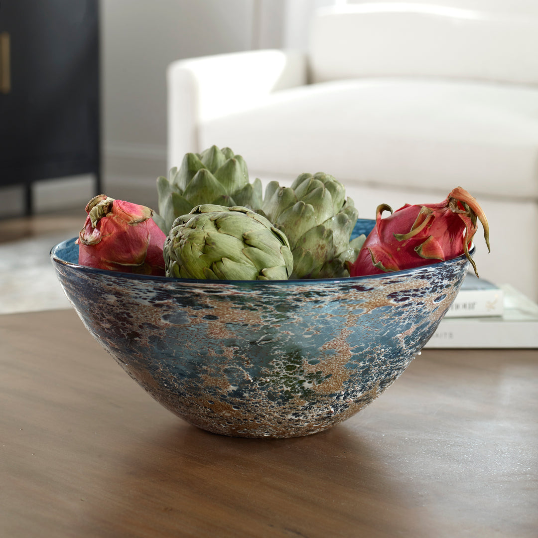 Uttermost Genovesa Aqua Glass Bowl