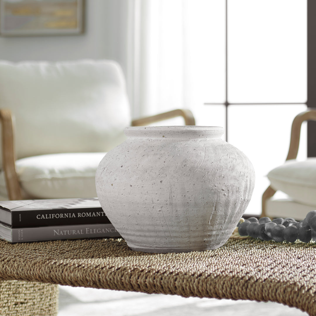 Uttermost Floreana Round White Vase