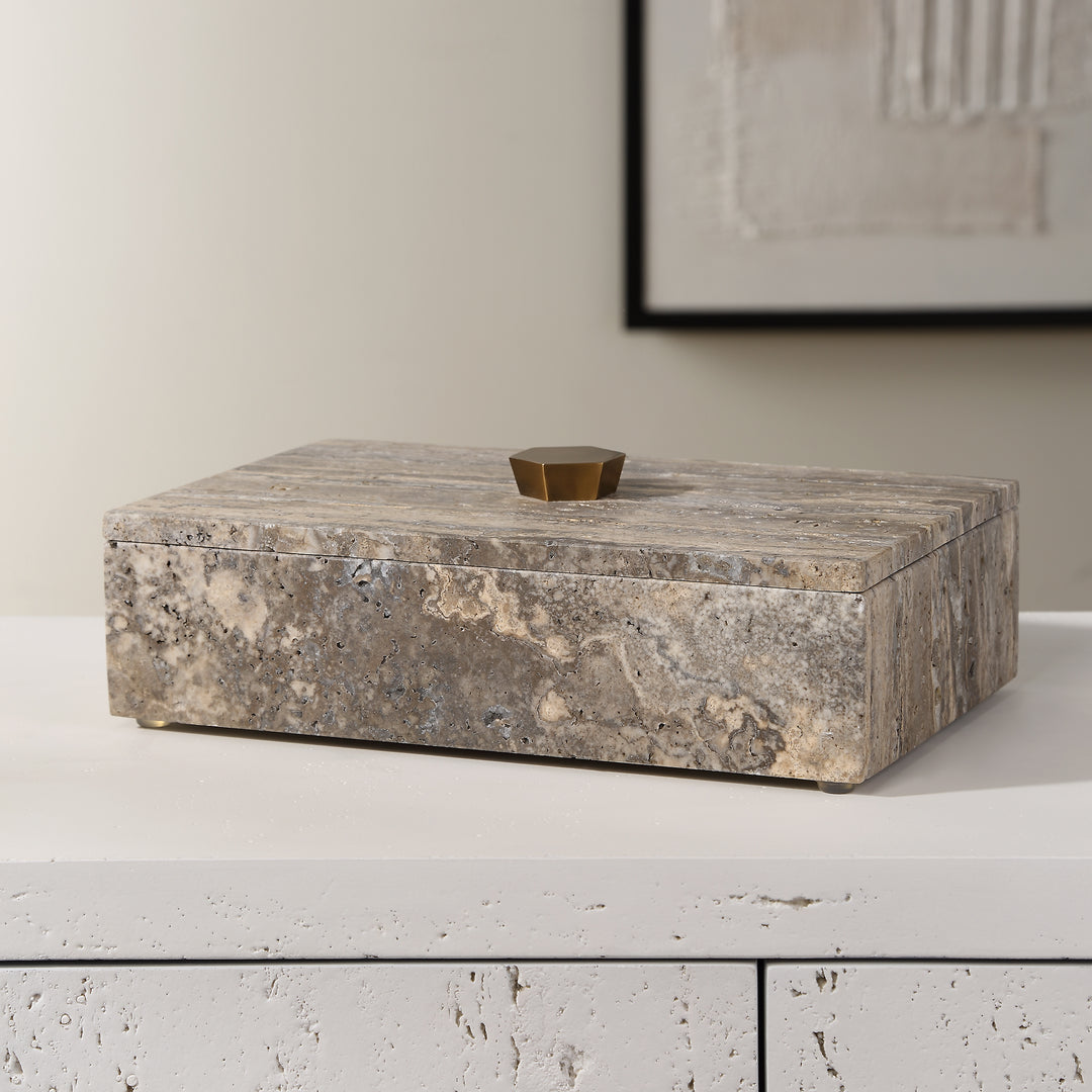 Uttermost Griseus Travertine Stone Box