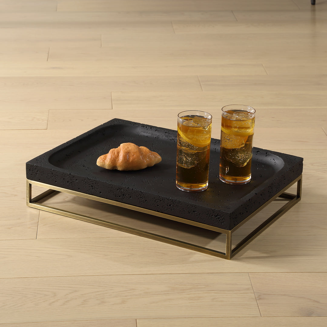 Uttermost Shadowstone Cast Black Tray