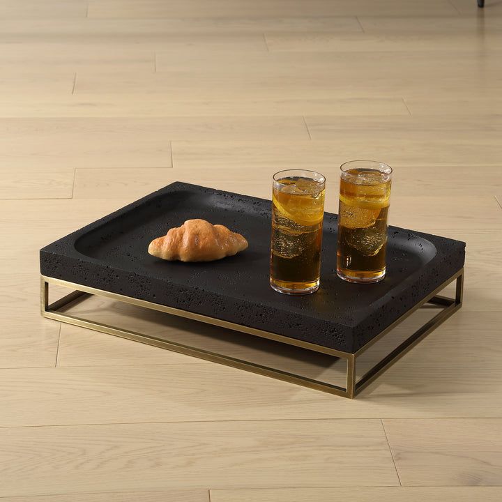 Uttermost Shadowstone Cast Black Tray