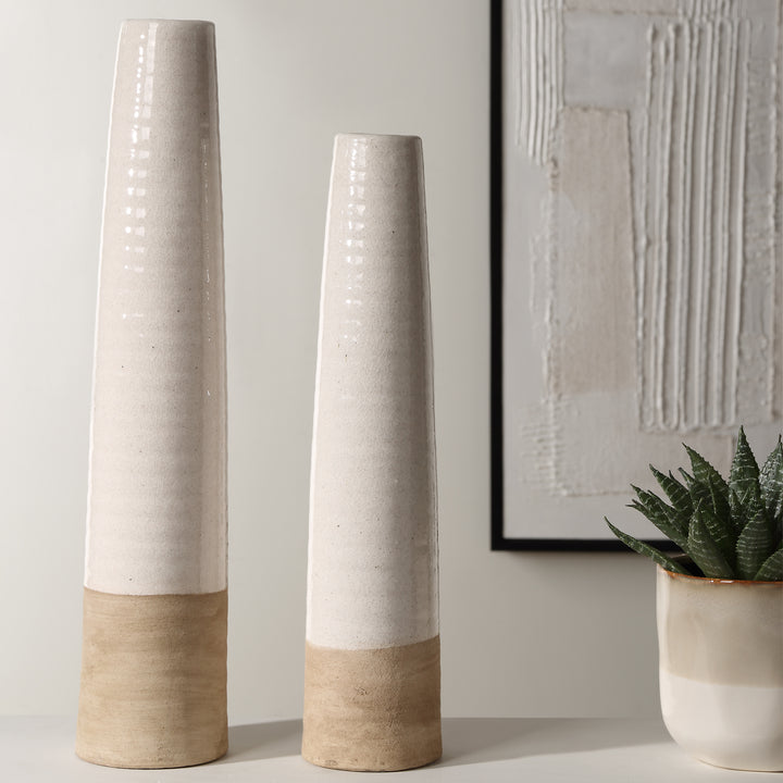 Uttermost Ivory Sands Ceramic Vases, S/2