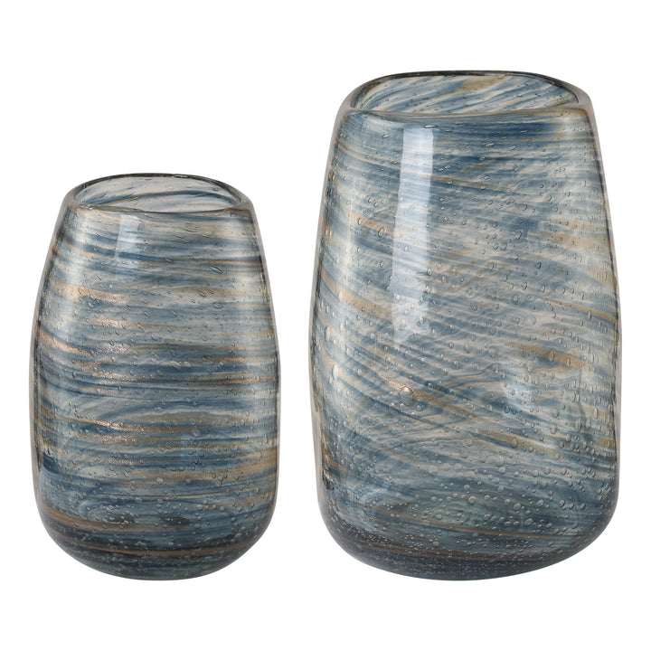 Uttermost Aurora Swirl Glass Vases, S/2