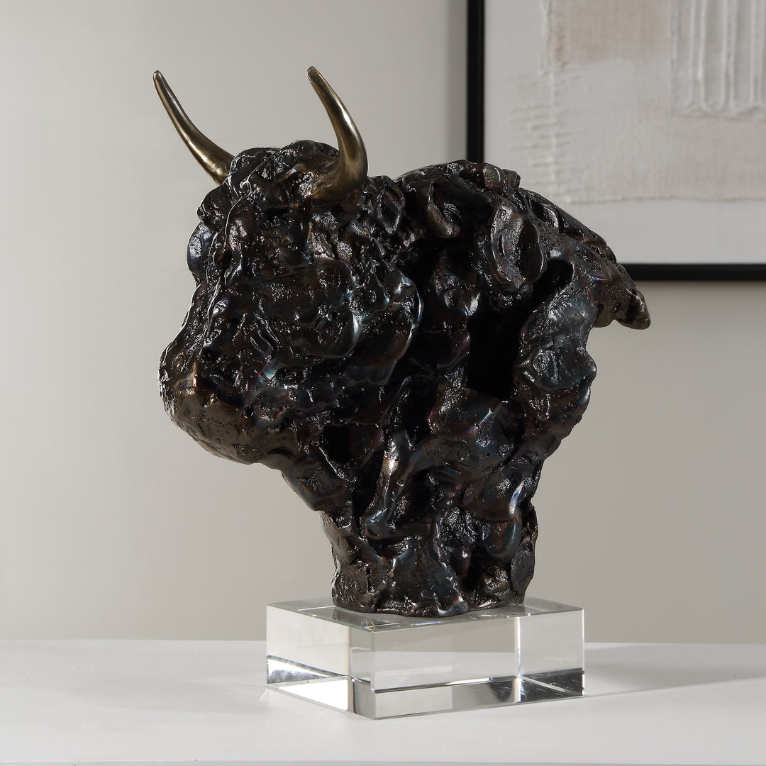 Uttermost Bison Bust Bronze Sculpture