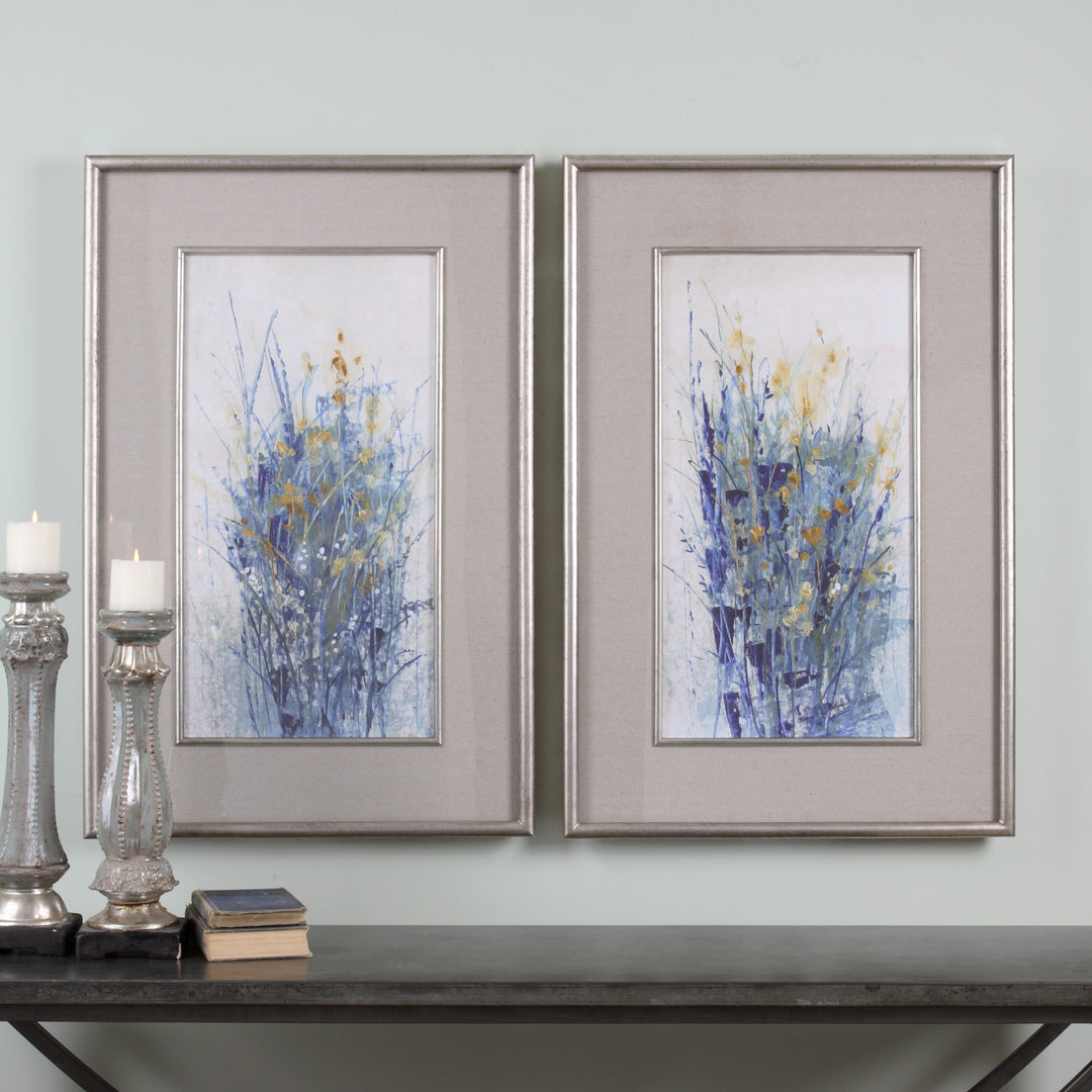 Uttermost Indigo Florals Framed Art S/2