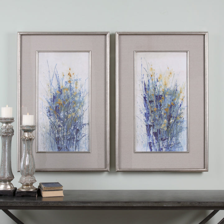 Uttermost Indigo Florals Framed Art S/2