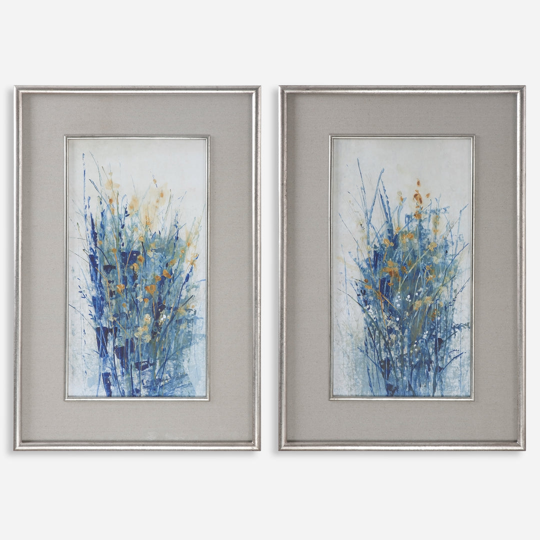 Uttermost Indigo Florals Framed Art S/2