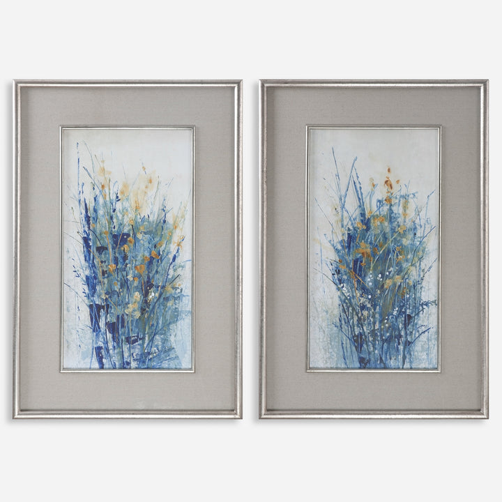 Uttermost Indigo Florals Framed Art S/2