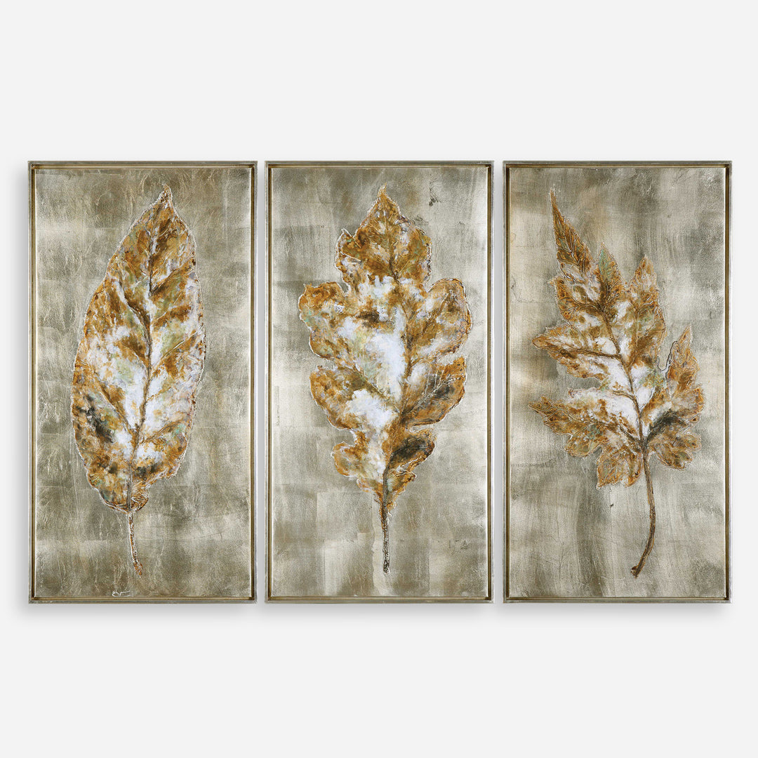 Uttermost Champagne Leaves Modern Art S/3