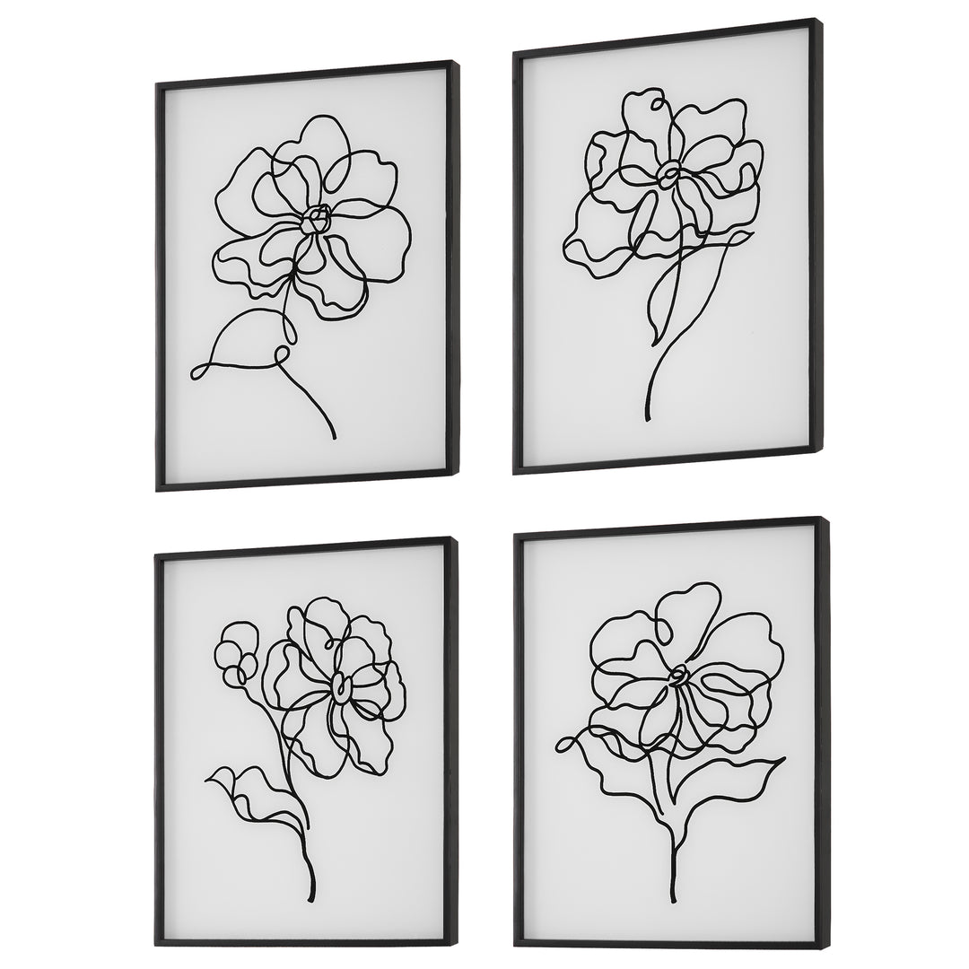 Uttermost Bloom Black White Framed Prints, S/4