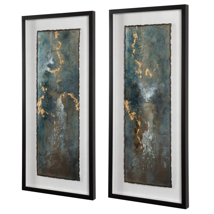 Uttermost Glimmering Agate Abstract Prints, S/2