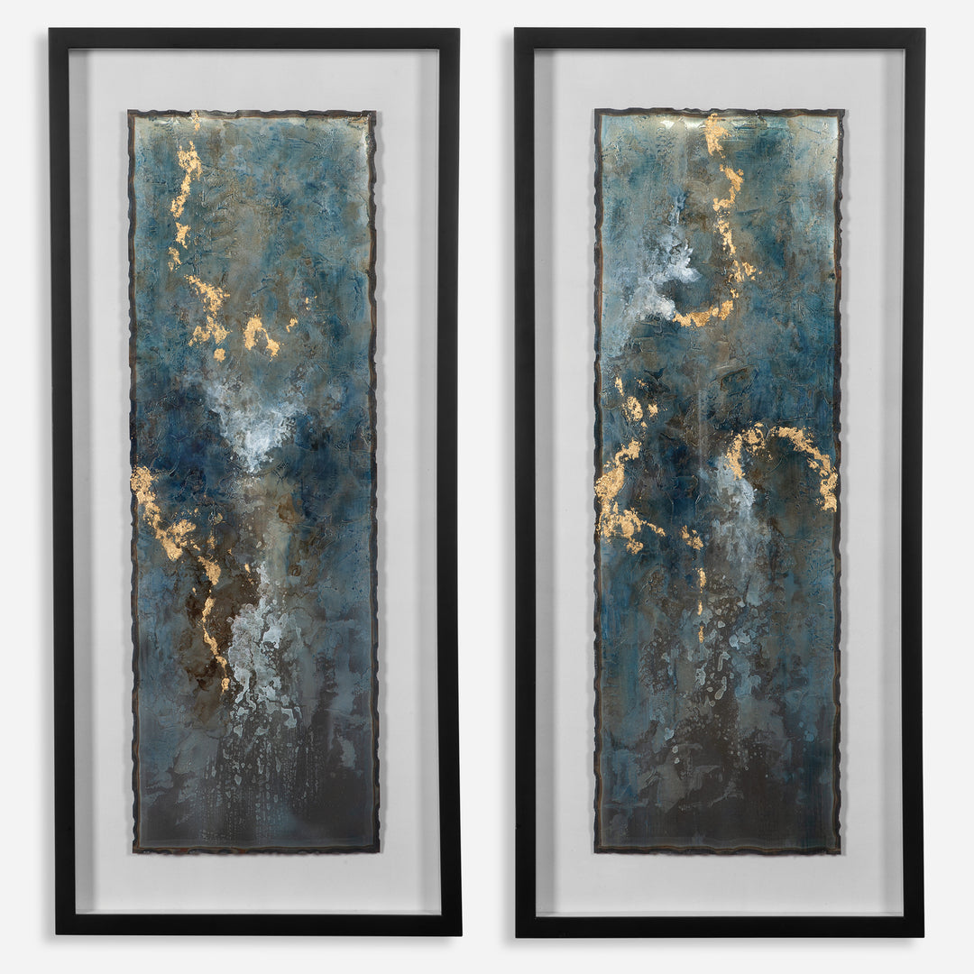 Uttermost Glimmering Agate Abstract Prints, S/2