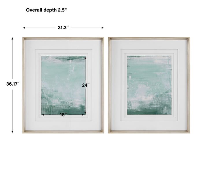 Uttermost Coastal Patina Modern Framed Prints, S/2