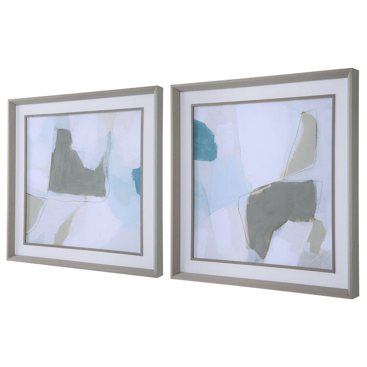 Uttermost Mist Shapes Framed Prints, Set/2