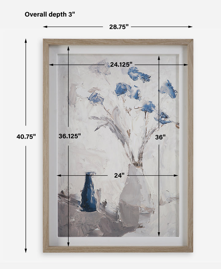 Uttermost Blue Flowers In Vase Framed Print