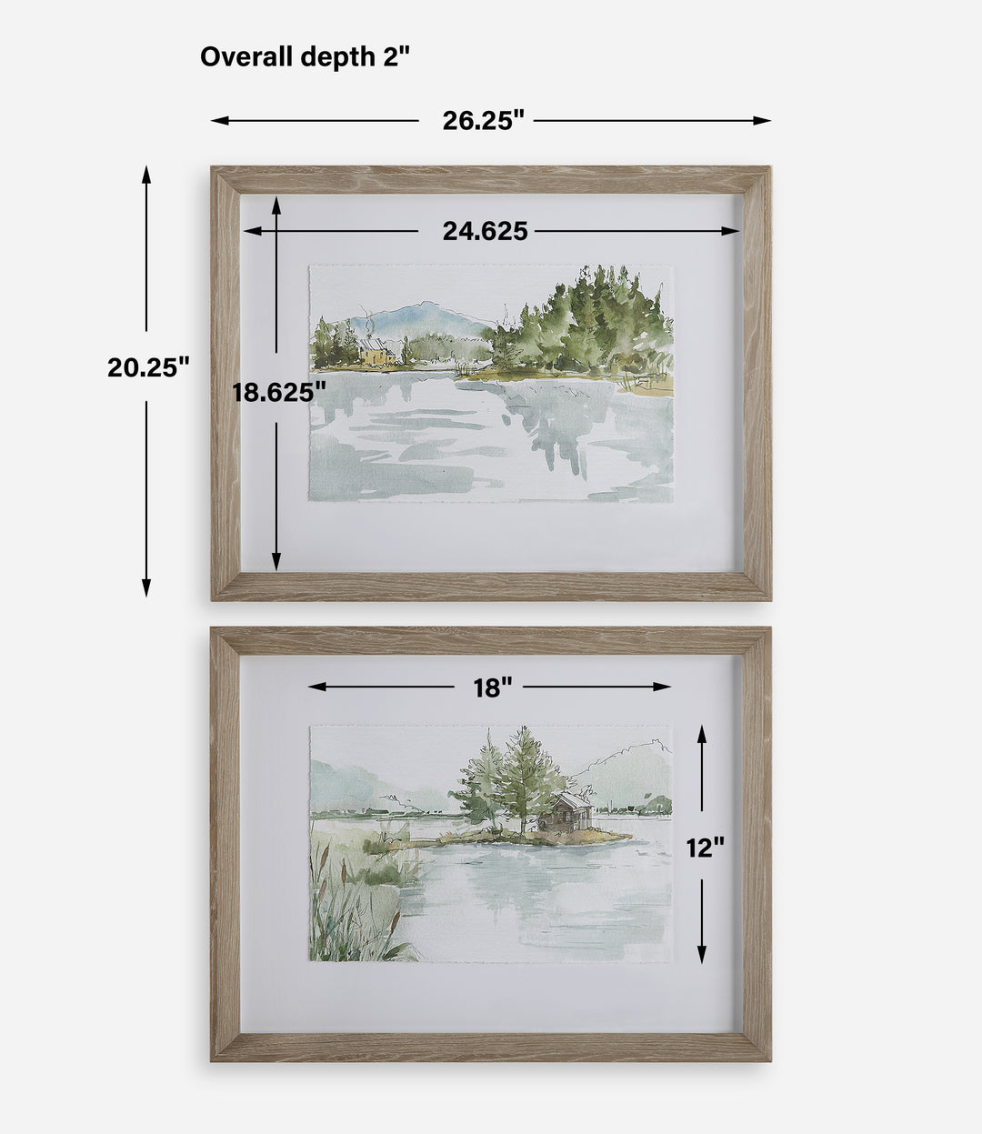 Uttermost Serene Lake Framed Prints, Set/2