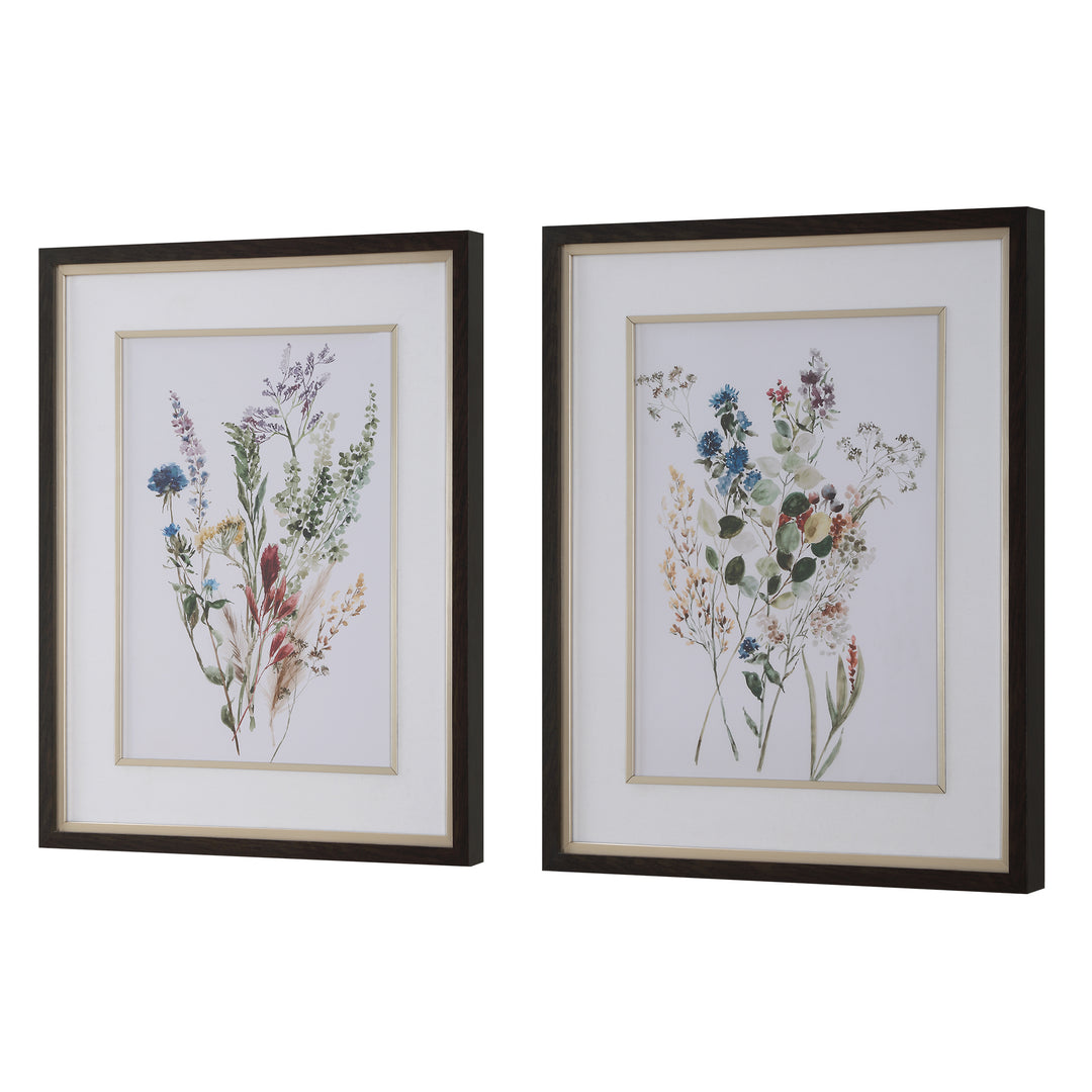 Uttermost Delicate Flowers Framed Prints, S/2