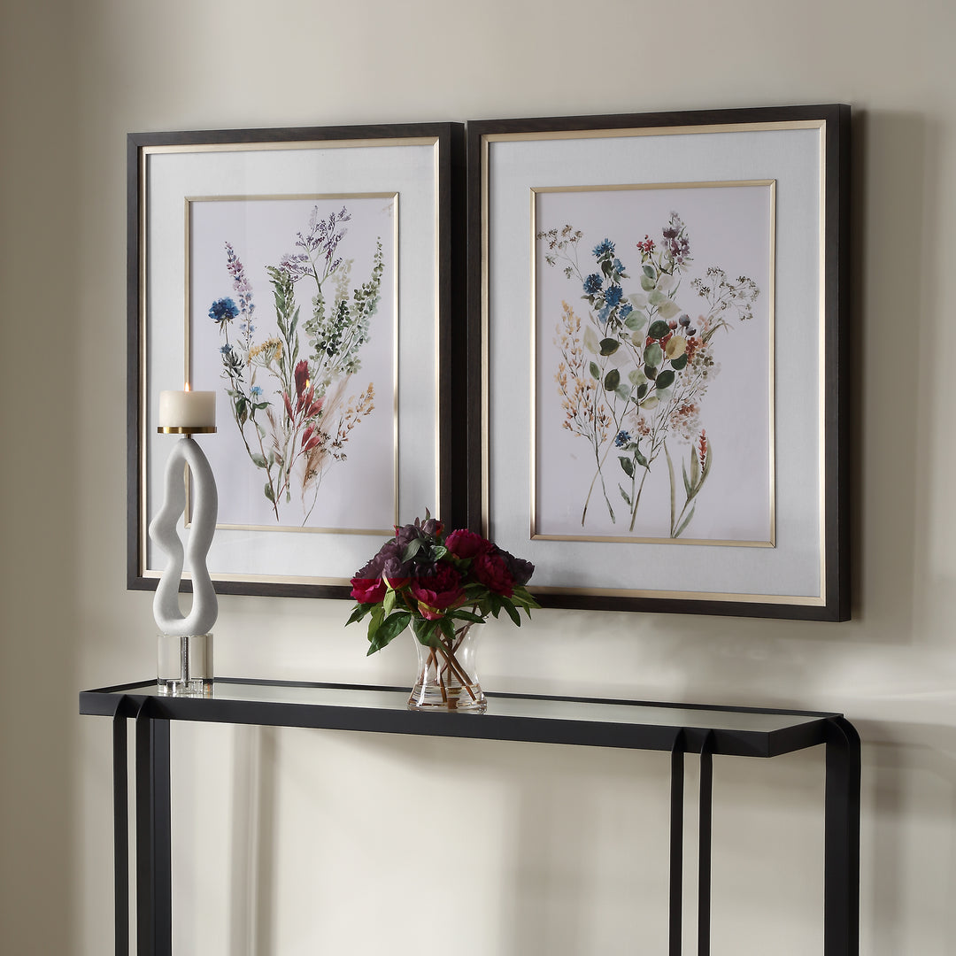 Uttermost Delicate Flowers Framed Prints, S/2