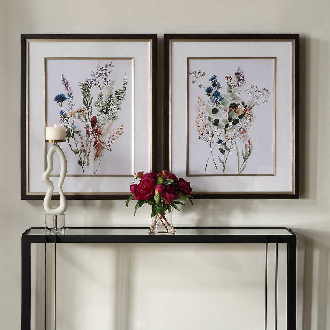 Uttermost Delicate Flowers Framed Prints, S/2