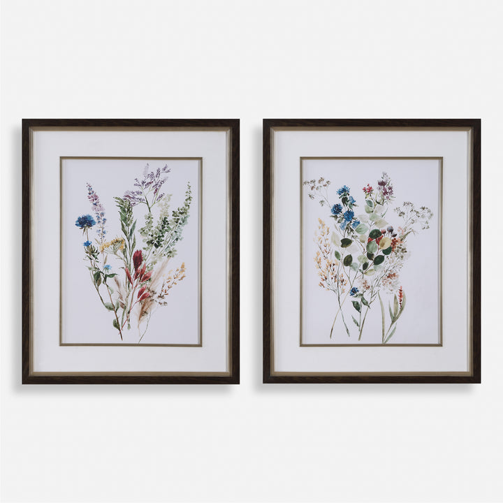 Uttermost Delicate Flowers Framed Prints, S/2