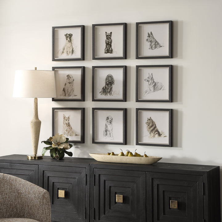 Uttermost Loyal Companion Framed Dog Prints, S/9