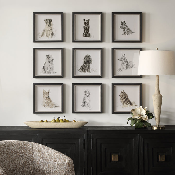 Uttermost Loyal Companion Framed Dog Prints, S/9