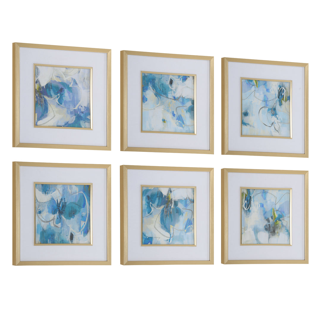 Uttermost Fresh Start Blue Abstract Prints, S/6