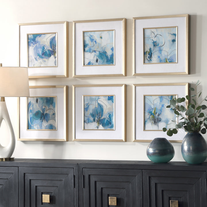 Uttermost Fresh Start Blue Abstract Prints, S/6