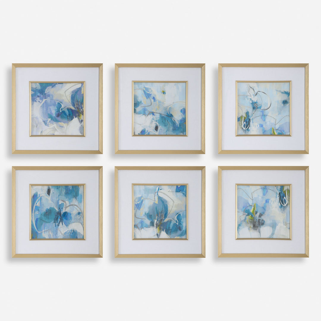 Uttermost Fresh Start Blue Abstract Prints, S/6