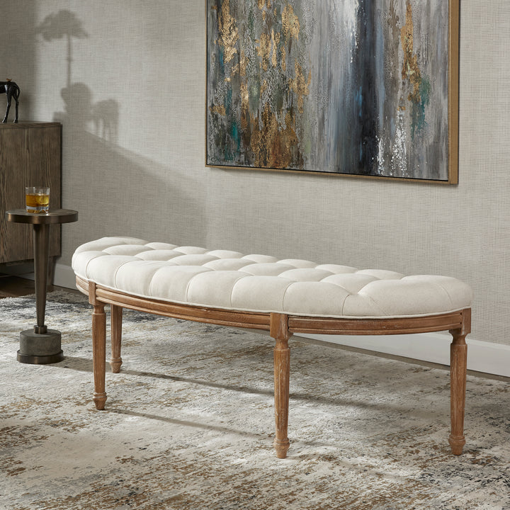 Uttermost Leggett Tufted White Bench