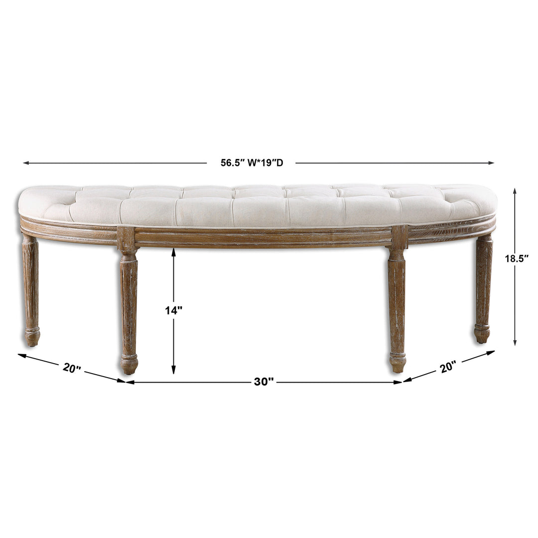 Uttermost Leggett Tufted White Bench