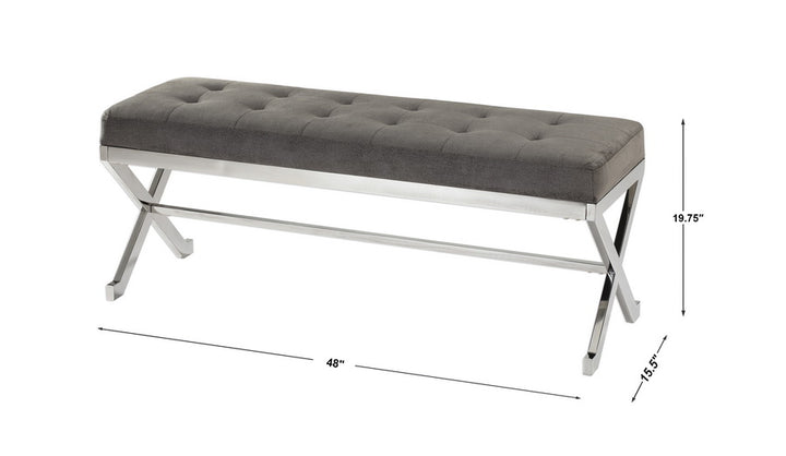 Uttermost Bijou Gray Fabric Bench