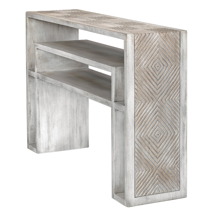 Uttermost Genara Bone White Carved Console Table