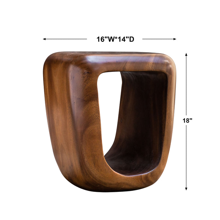 Uttermost Loophole Wooden Accent Stool