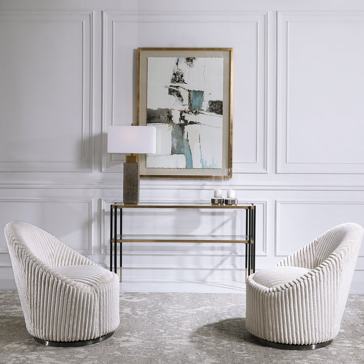 Uttermost Crue White Swivel Chair