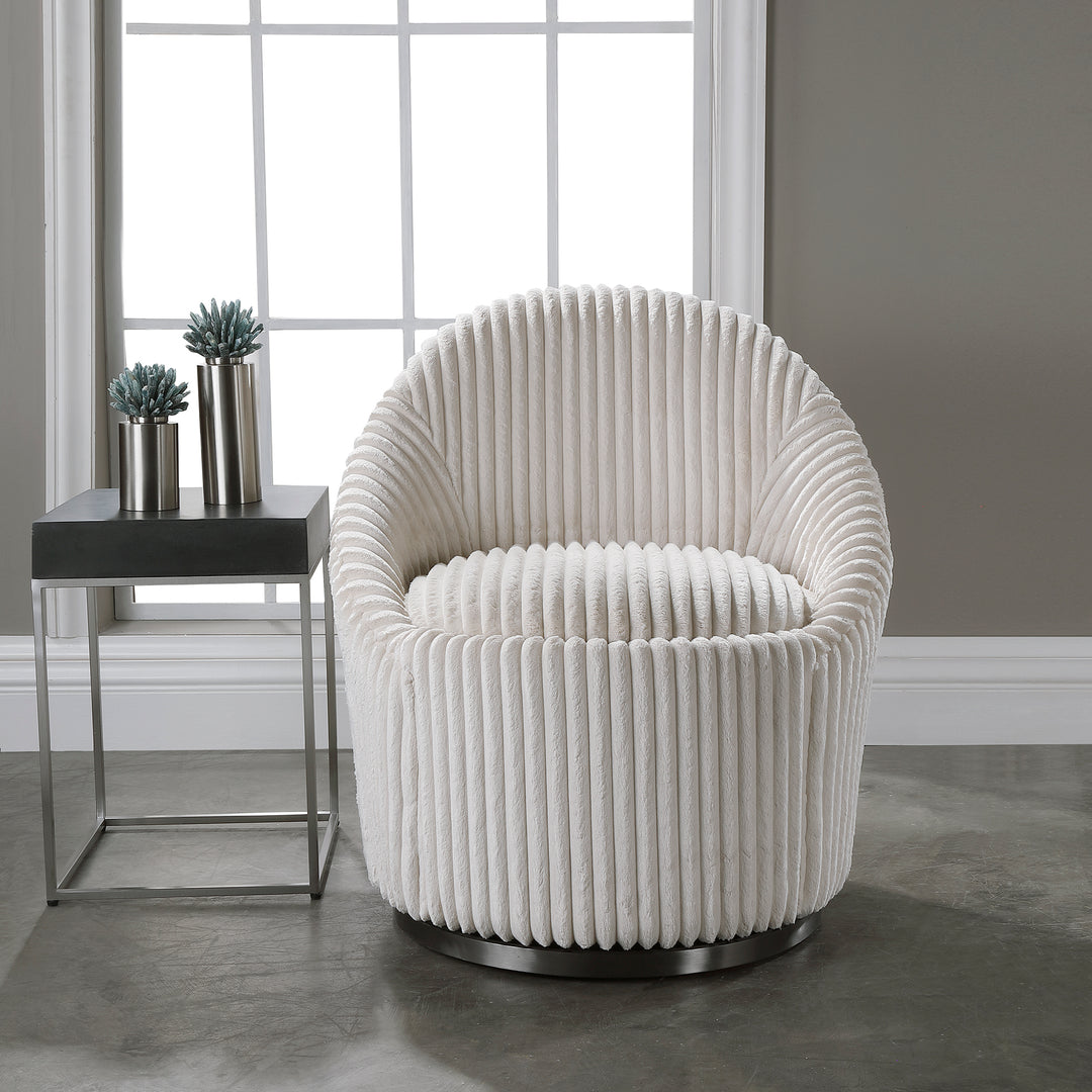 Uttermost Crue White Swivel Chair