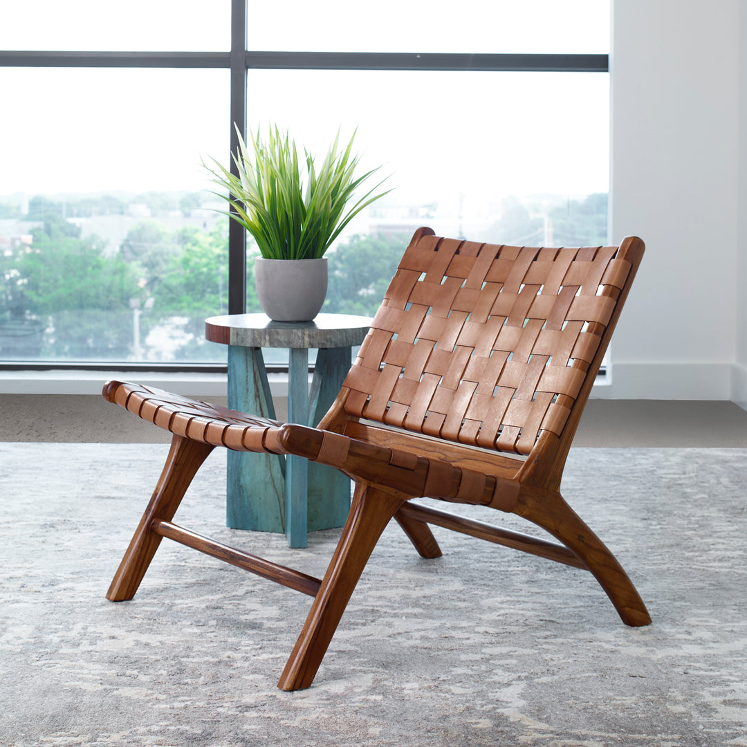 Uttermost Plait Woven Leather Accent Chair