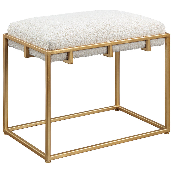 Uttermost Paradox Small Gold & White Shearling Bench