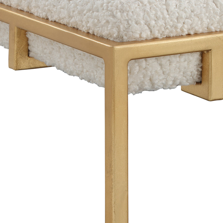 Uttermost Paradox Small Gold & White Shearling Bench